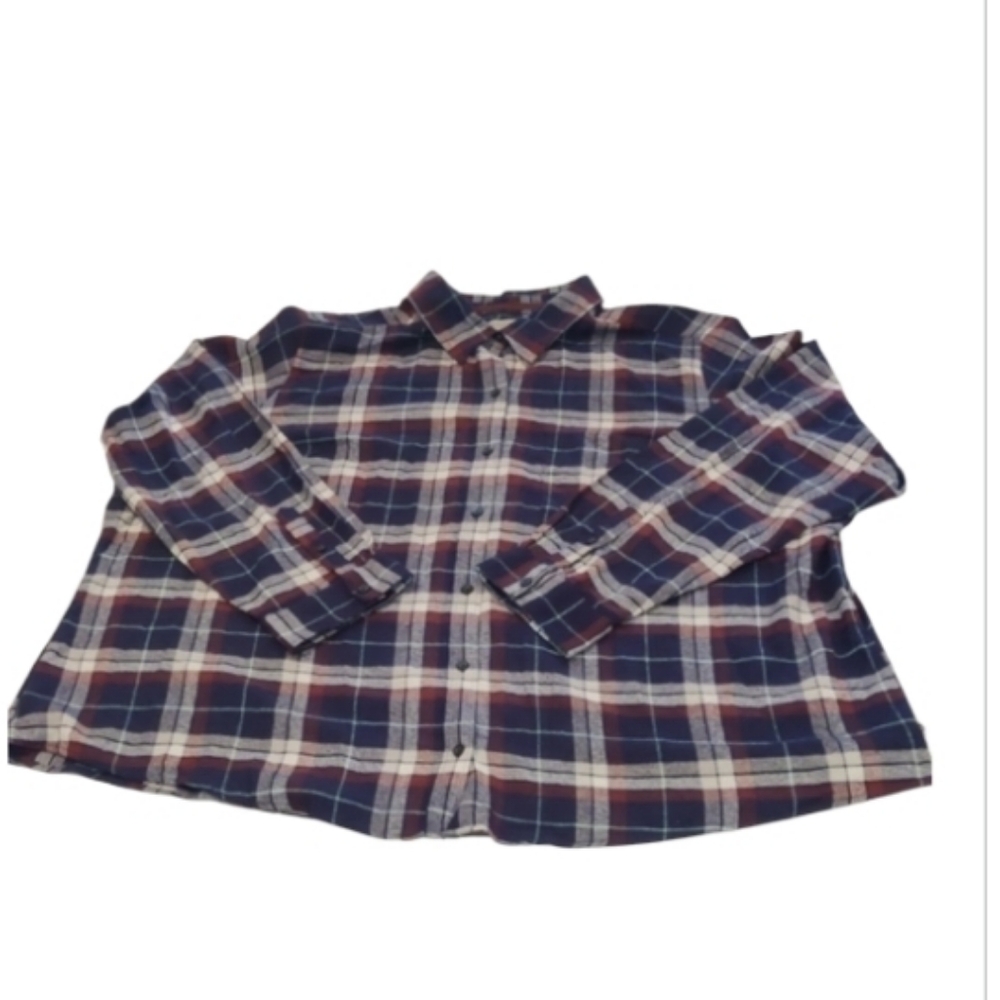 Men's Classic Plaid Long Sleeve Shirt - Navy and Red